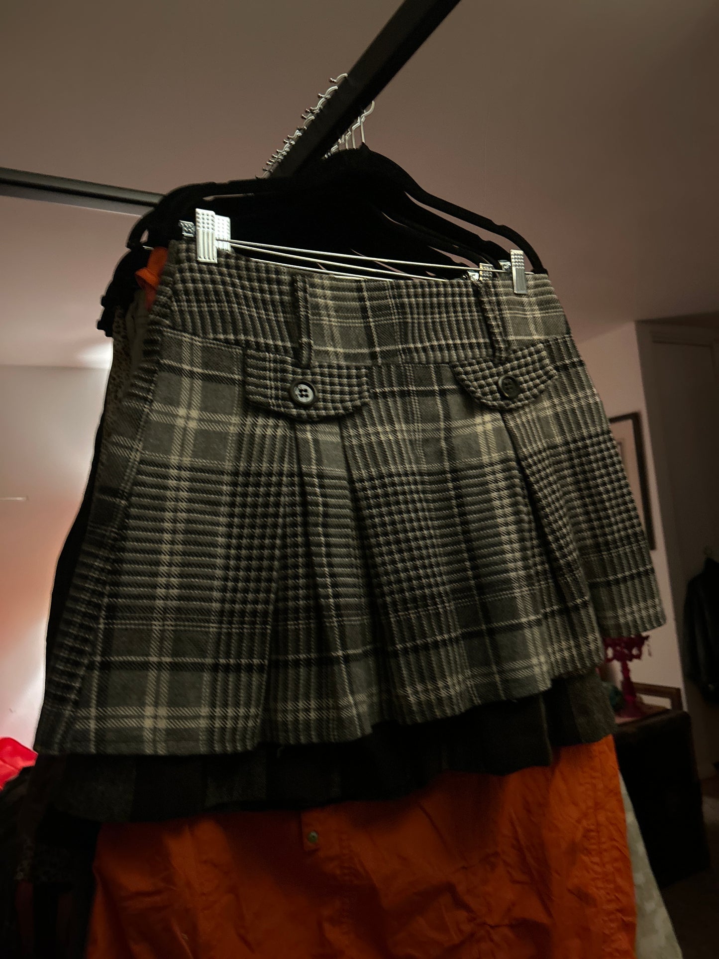 Black and white plaid skirt
