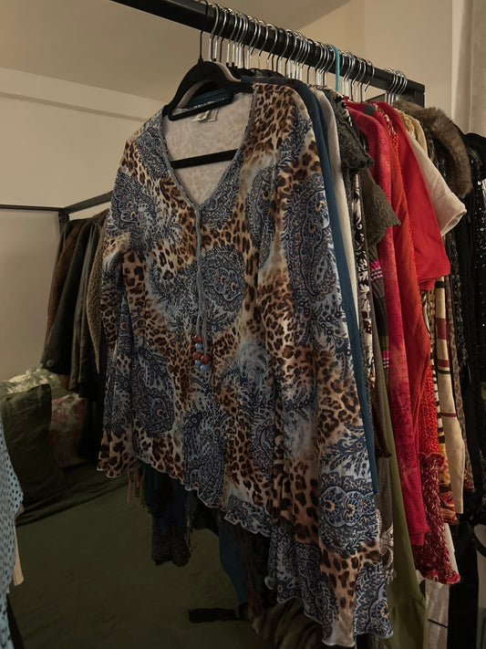 Blue paisley/cheetah print top