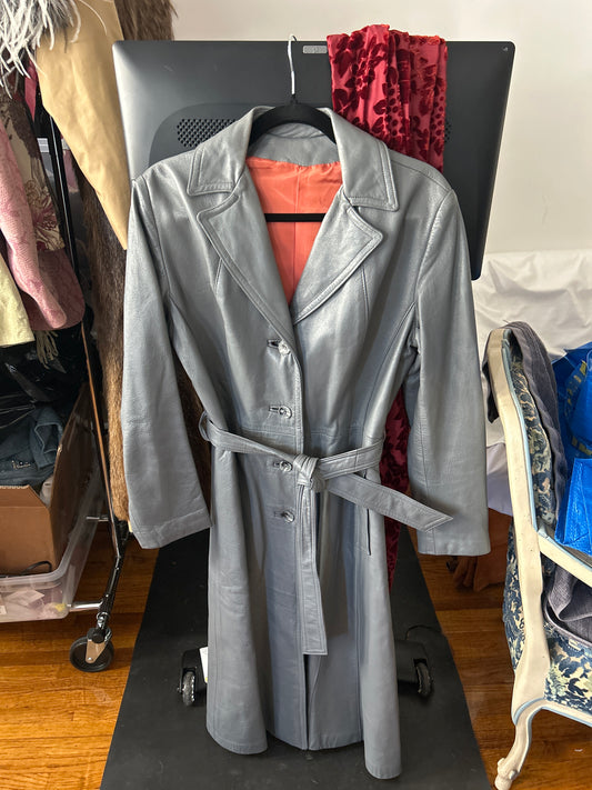 JM grey leather trench 208