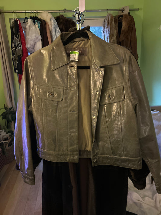 Gray leather jacket
