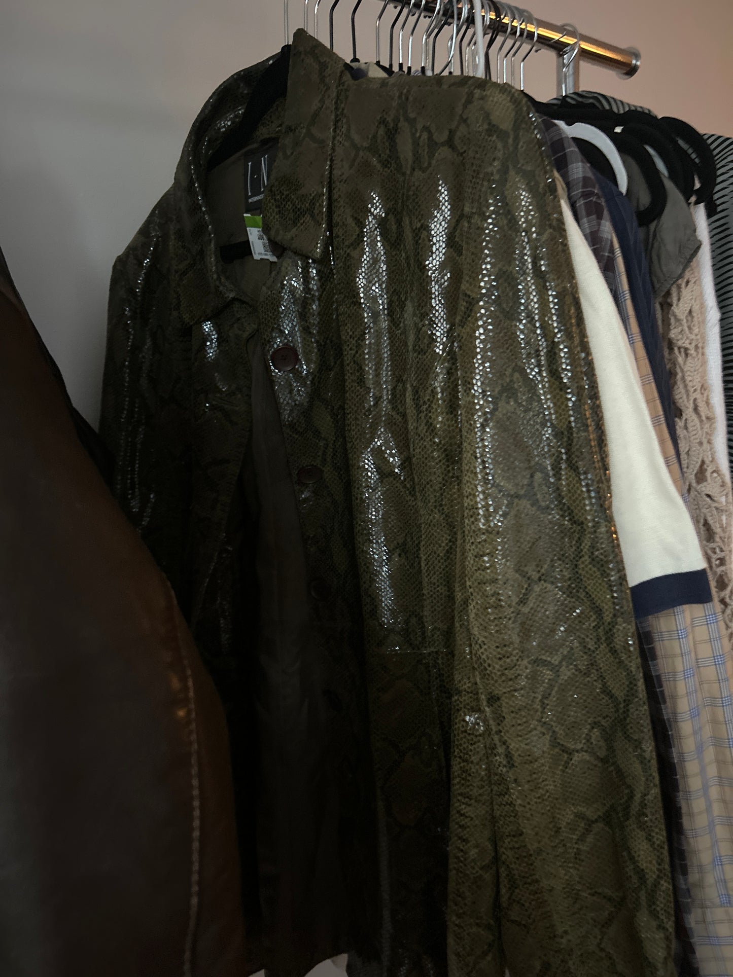 Dark green snakeskin leather jacket
