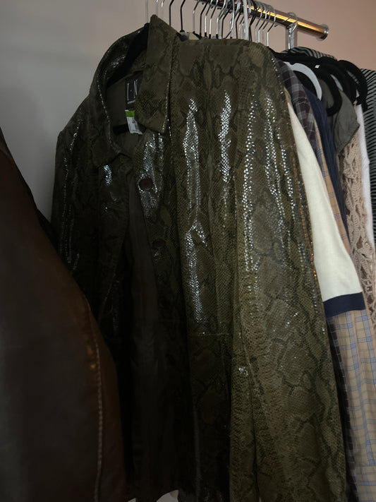Dark green snakeskin leather jacket