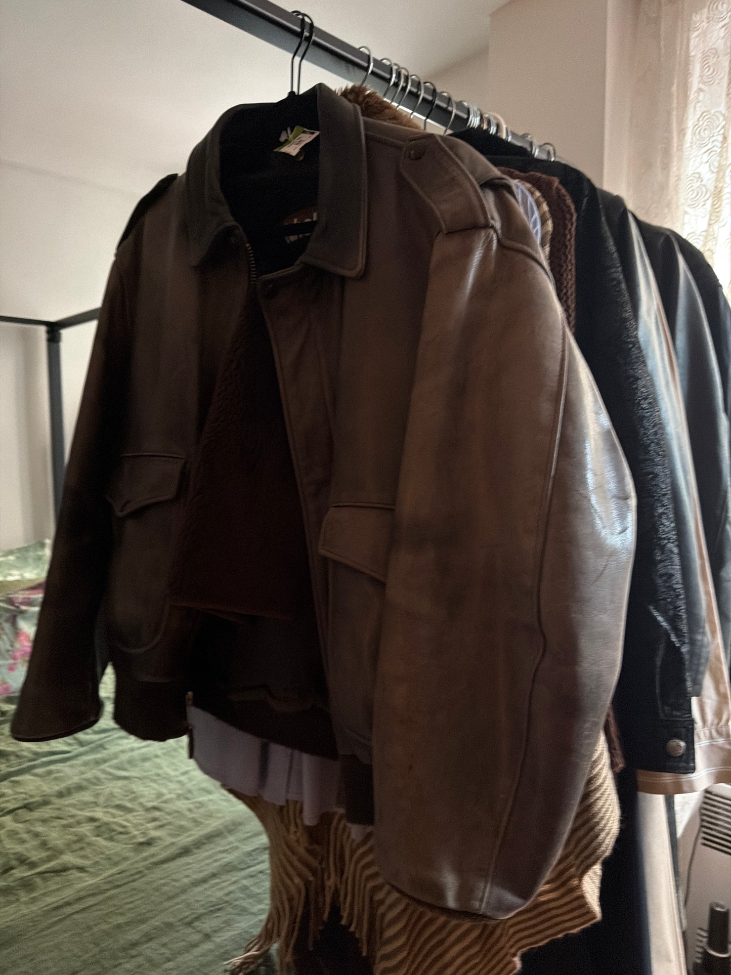 Schott brown leather bomber