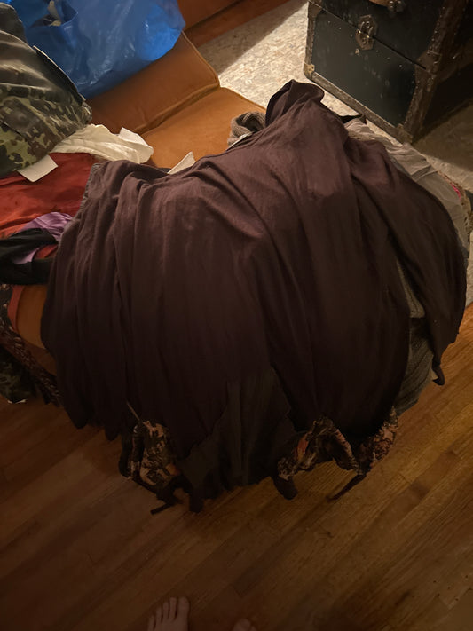 Brown dress with large printed pockets