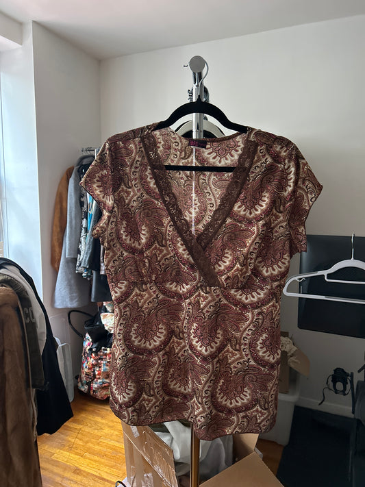 Agenda V-neck top with lace