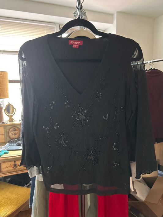 Monsoon Black embellished top