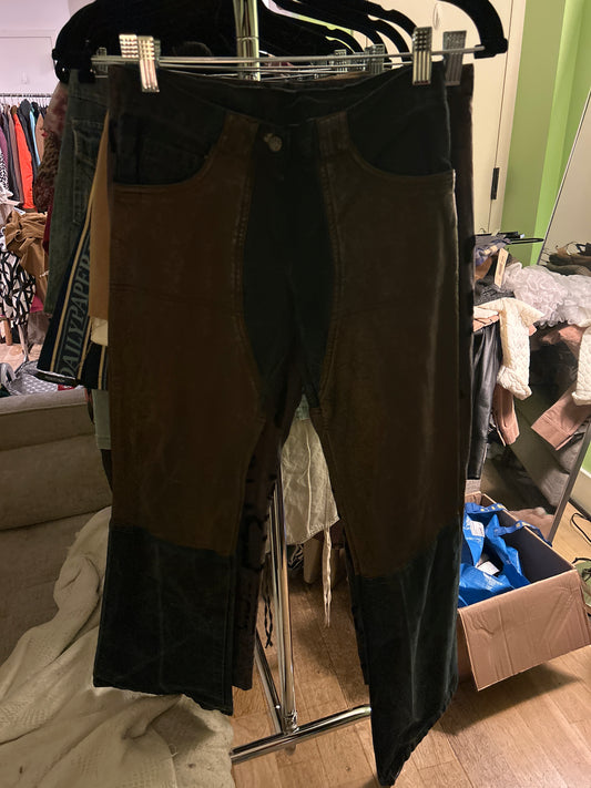 Denim/leather pant