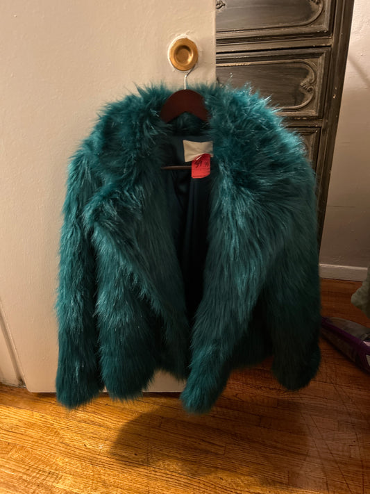 Aquamarine faux fur jacket