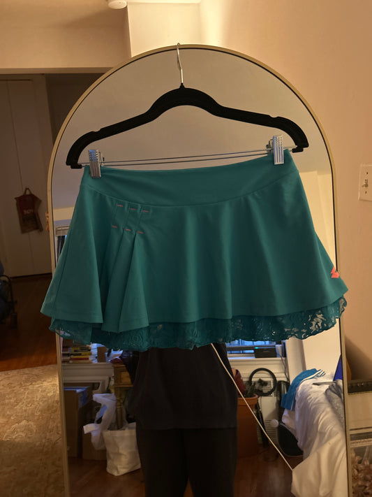Lotto teal pleated lace tennis skirt