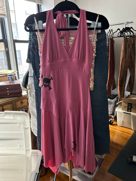 Pink halter skull dress