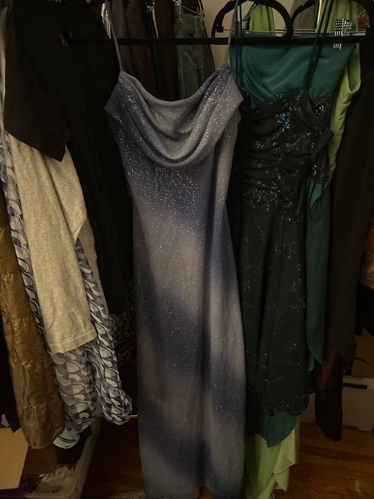 Charlotte Russe blue glitter maxi dress