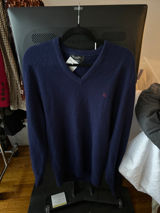 Christian Dior navy v neck sweater