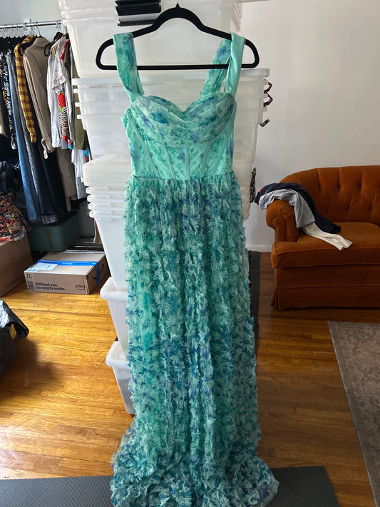 Floral blue and green dress JM 311