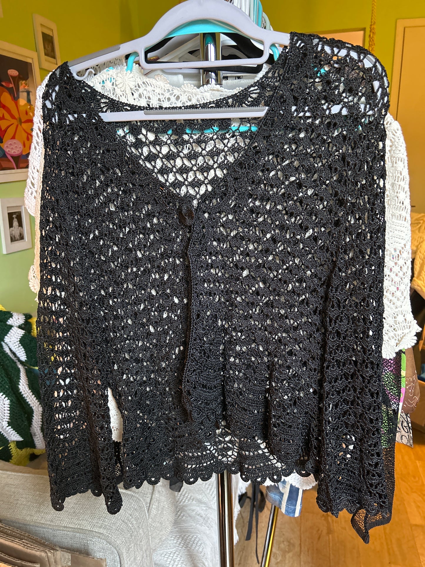 Black crochet cardigan