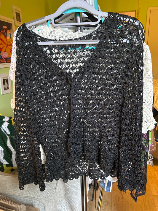 Black crochet cardigan
