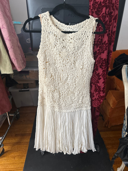 1940s crochet ivory dress