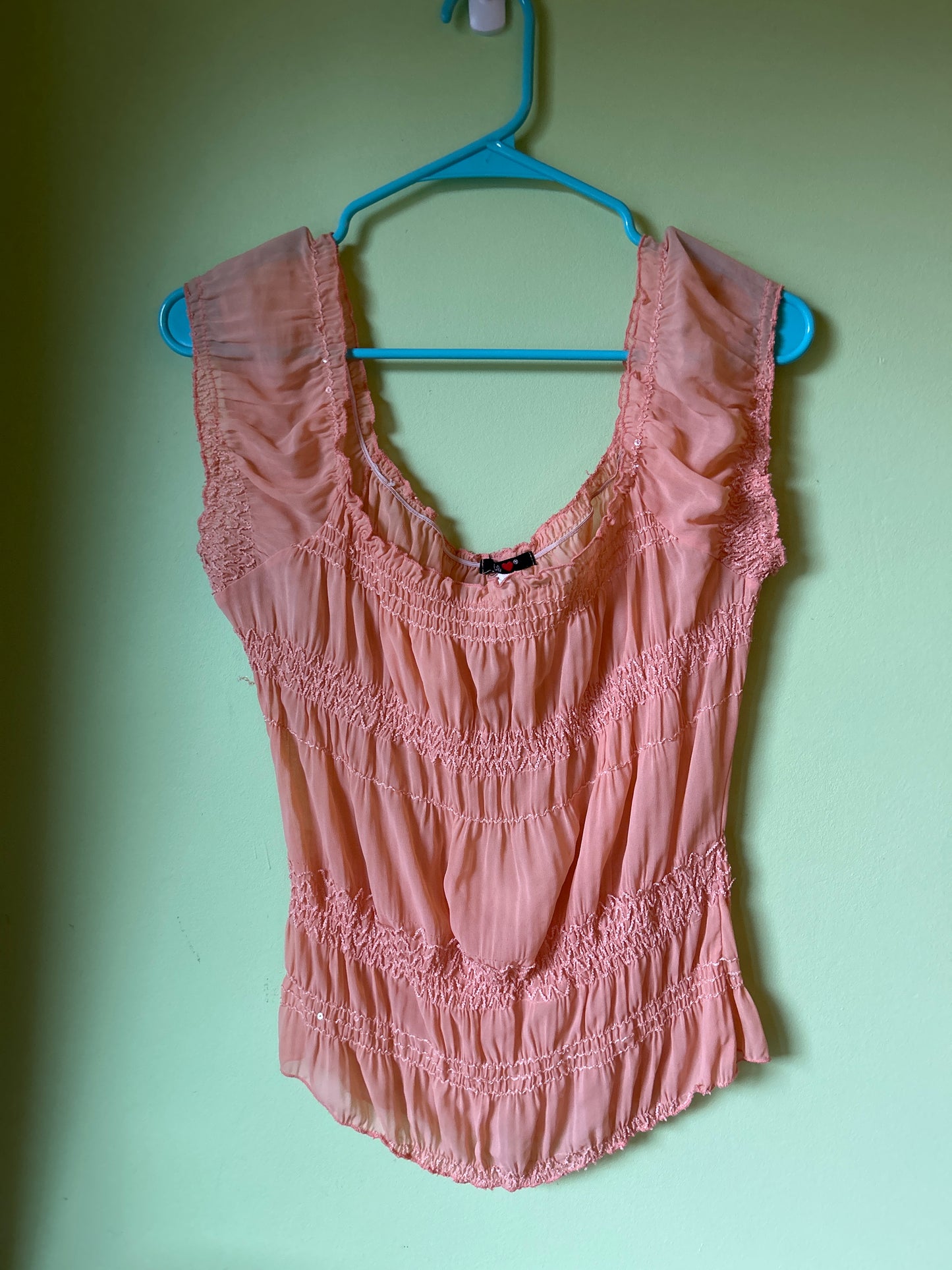 dreamsicle ruched sheer off shoulder top