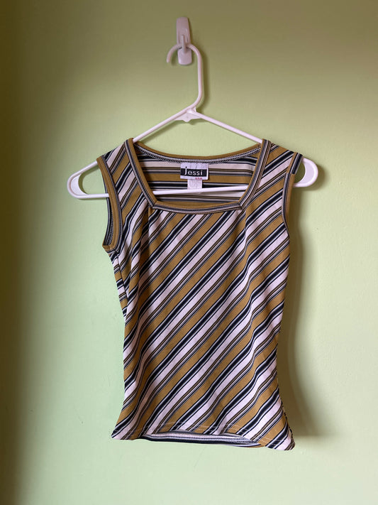 yellow/black/white striped tank