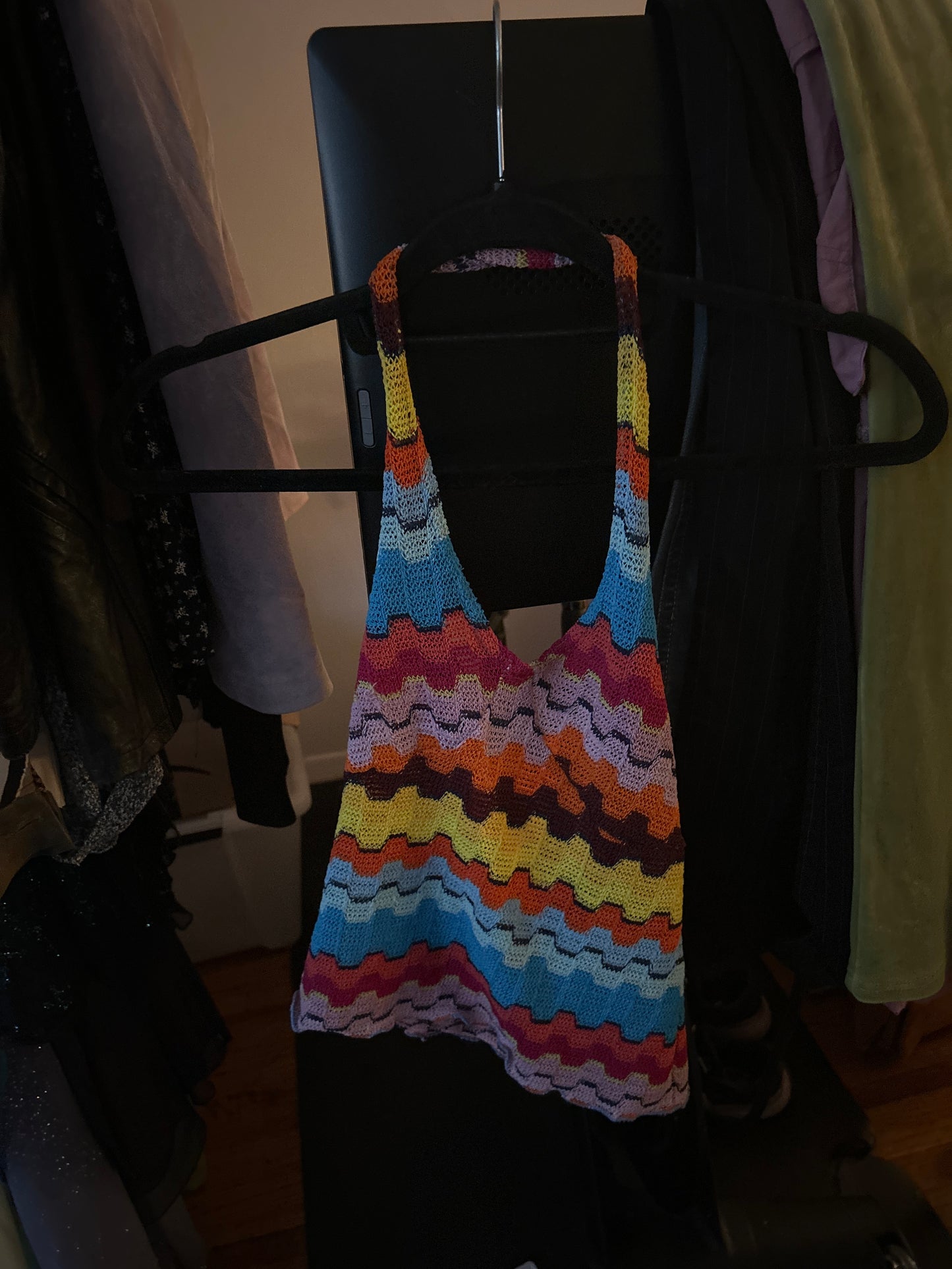 Colorful knit halter top