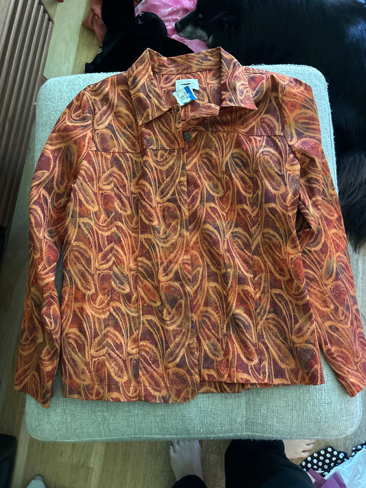 Orange brown button up shacket