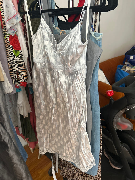 Grey and white polka dot dress
