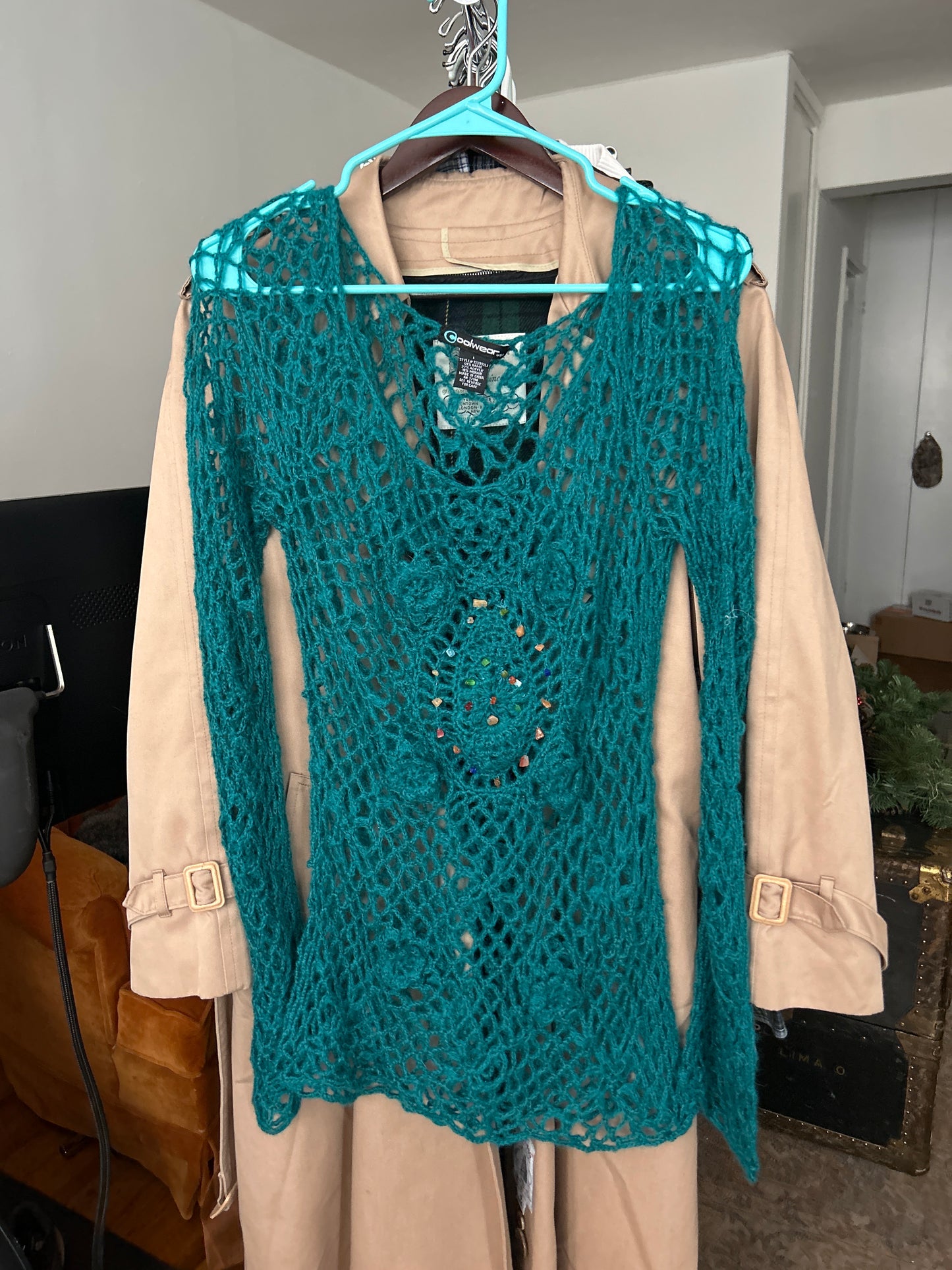 Coolwear teal crochet coverup