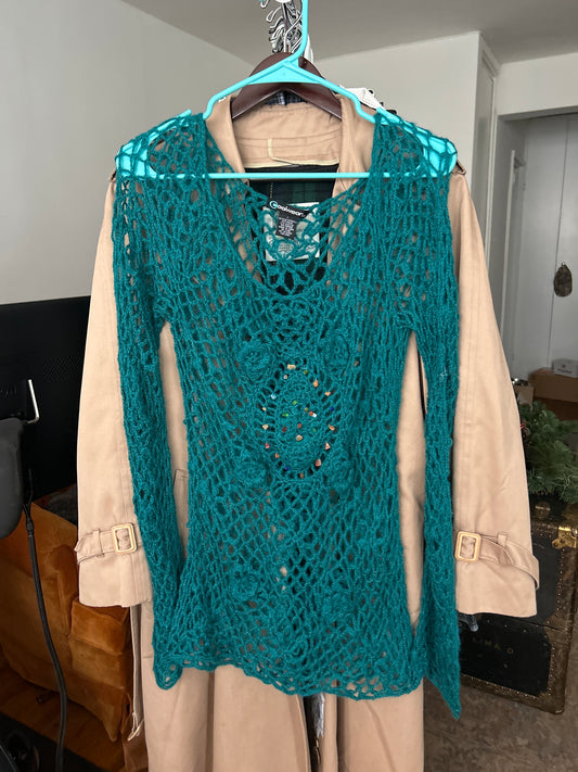 Coolwear teal crochet coverup
