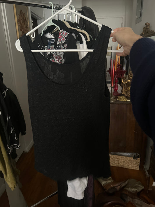 Black shimmer tank top