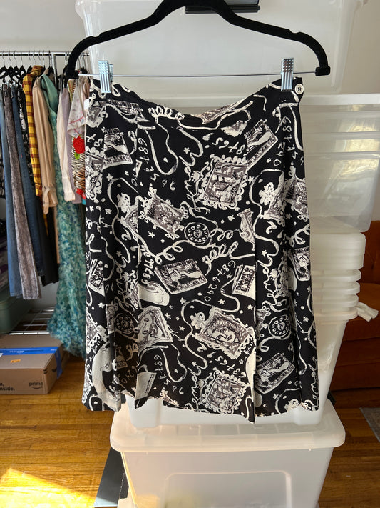 Fendi Lagerfeld silk print skirt JM 304