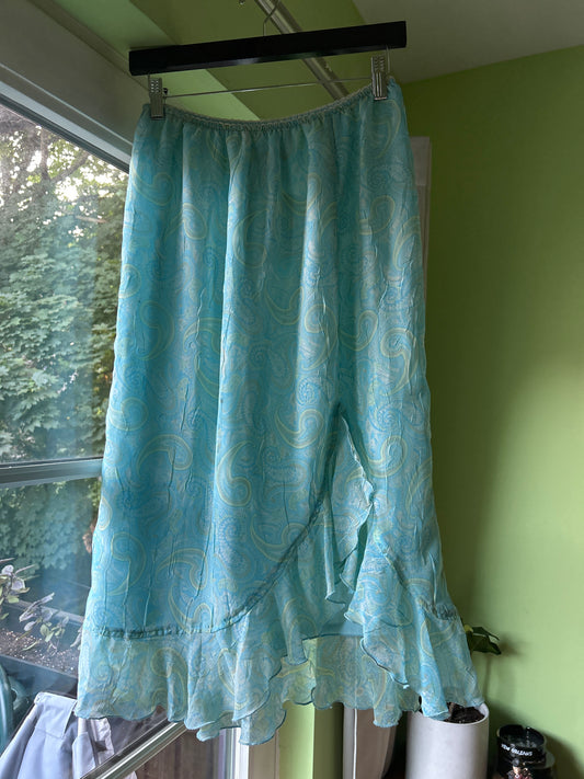 pale blue paisley skirt