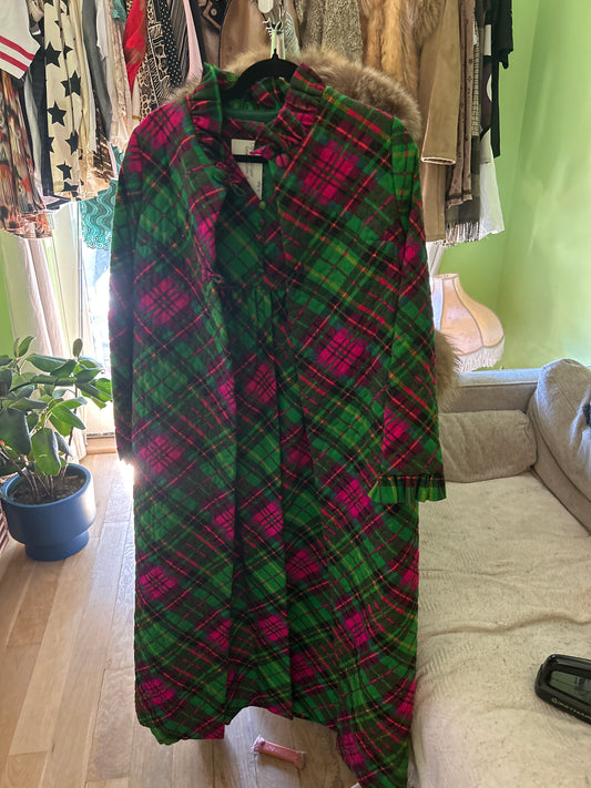 Fuschia and green dress and jacket set