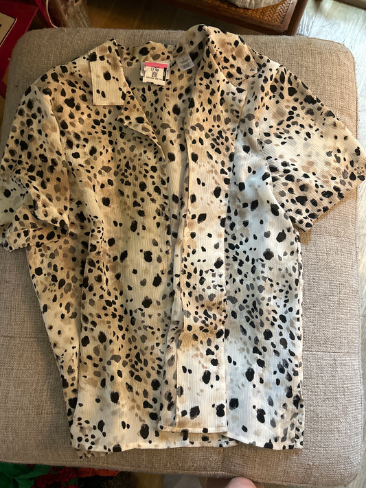 Ink stained sheer blouse