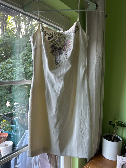 White dress with floral embroidery