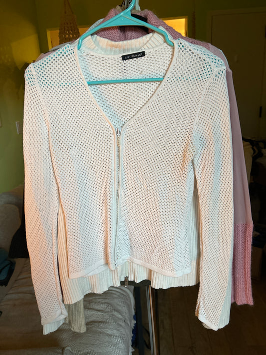 Crochet white double zip
