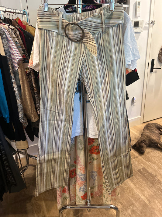 Striped low rise pants