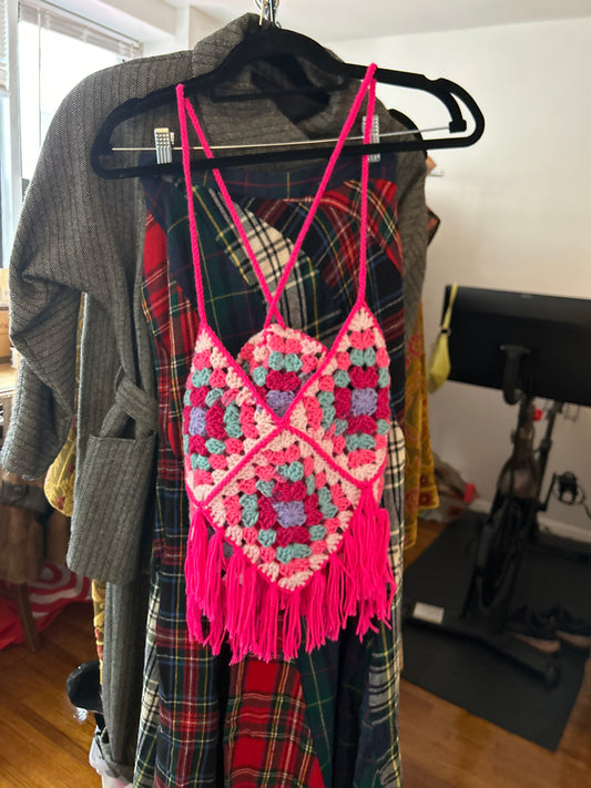 JM 249 handmade pink crochet top