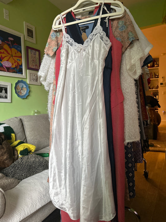White slip dress with lace