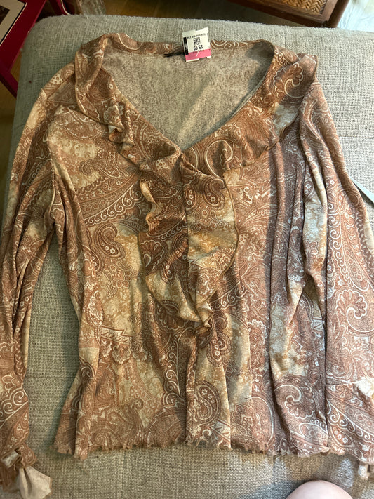 Paisley ruffled blouse