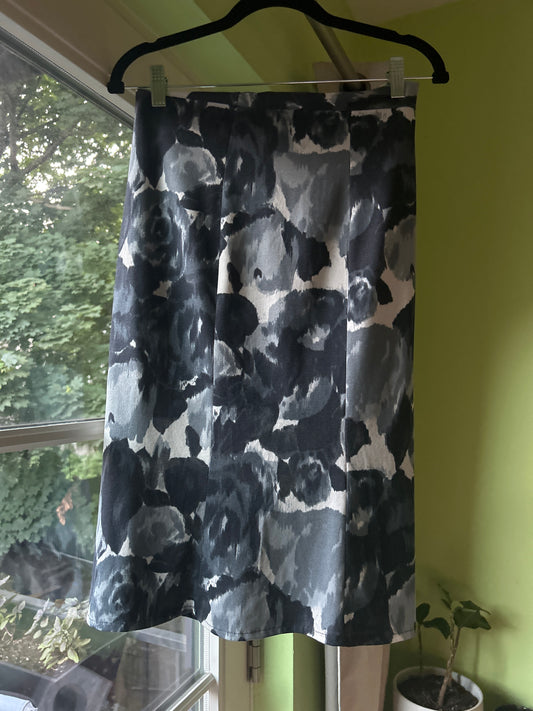 black and white floral skirt