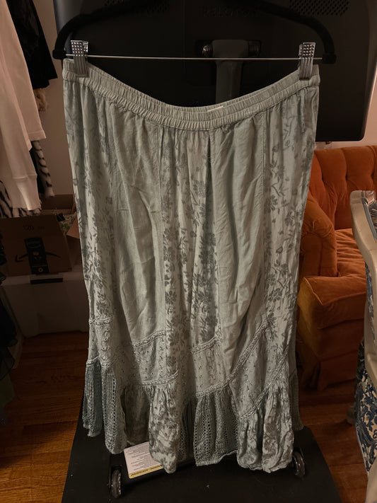 Pale sea green floral skirt