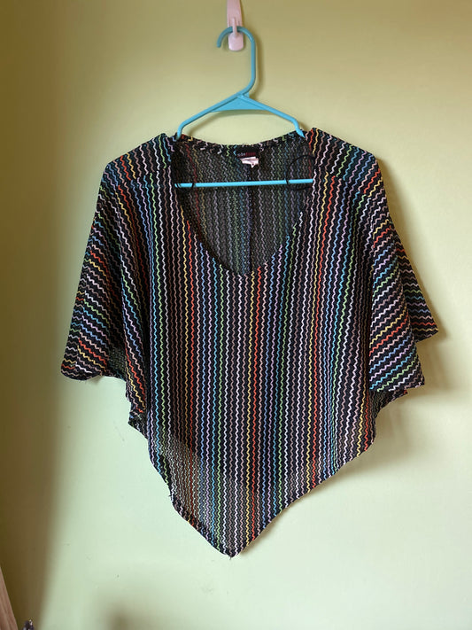 sheer rainbow poncho