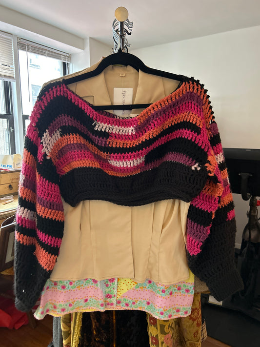 JM 239 handmade crochet pink/orange top