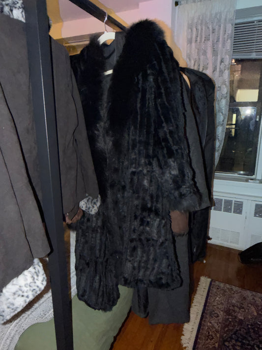 Black reversible fox fur jacket