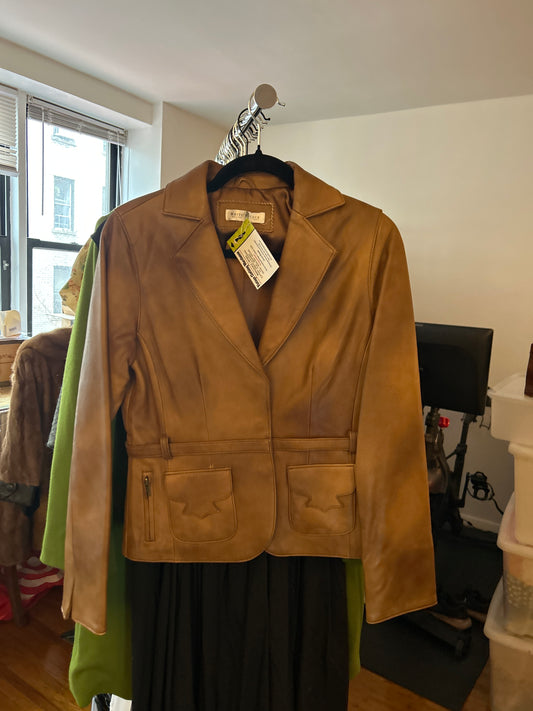 JM 264 brown leather blazer