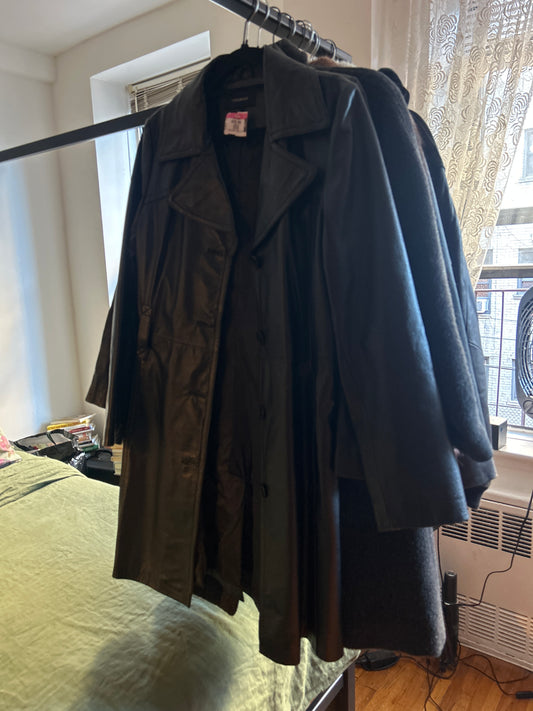 Black leather trench