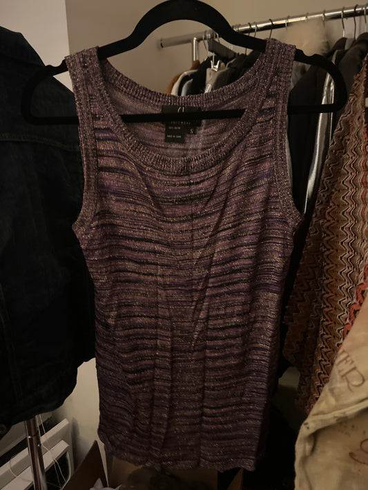 Purple striped knit tank top