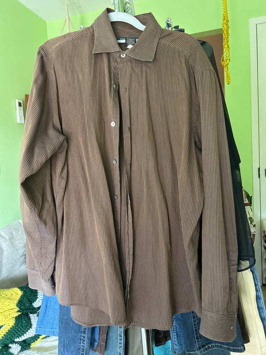 Brown stripe button up