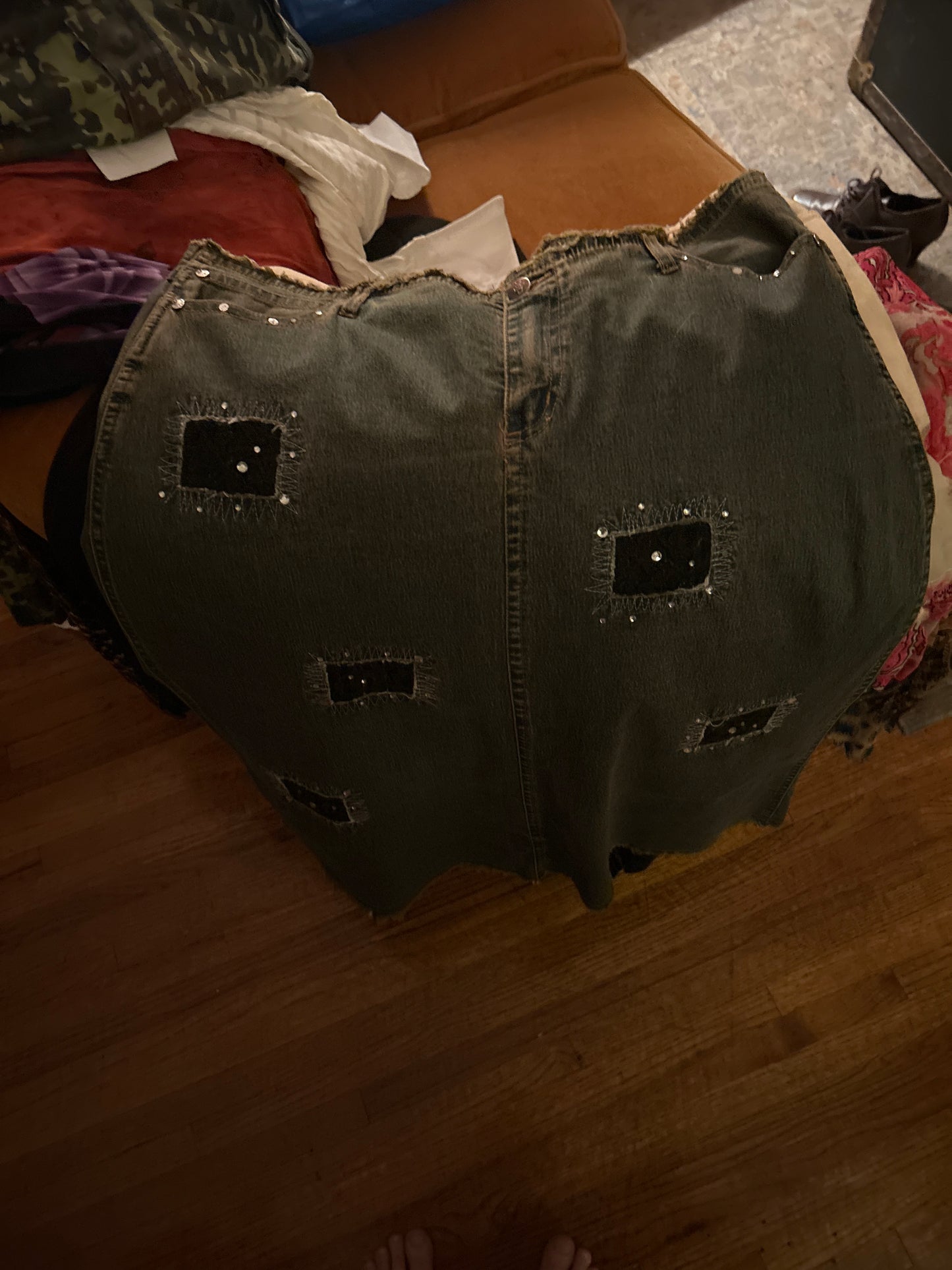 Moda jeans overdyed denim skirt