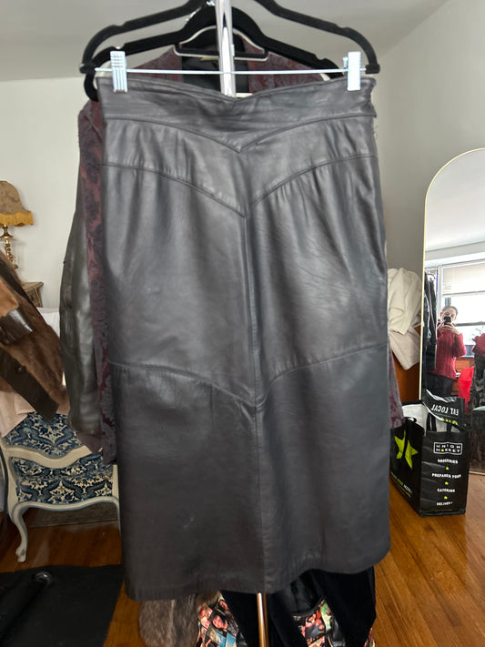 Black leather skirt