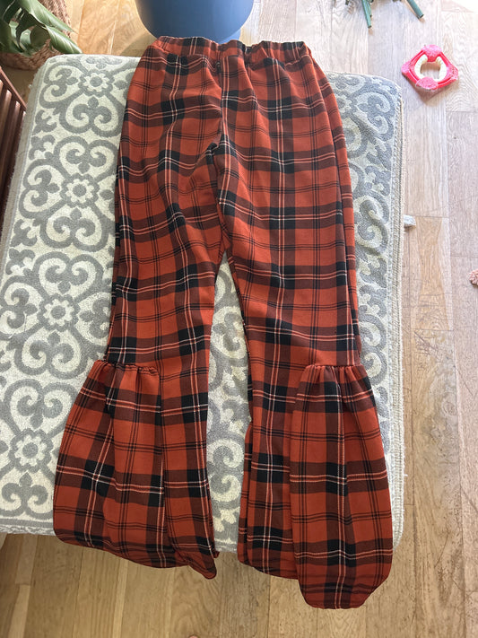Plaid pants with flare